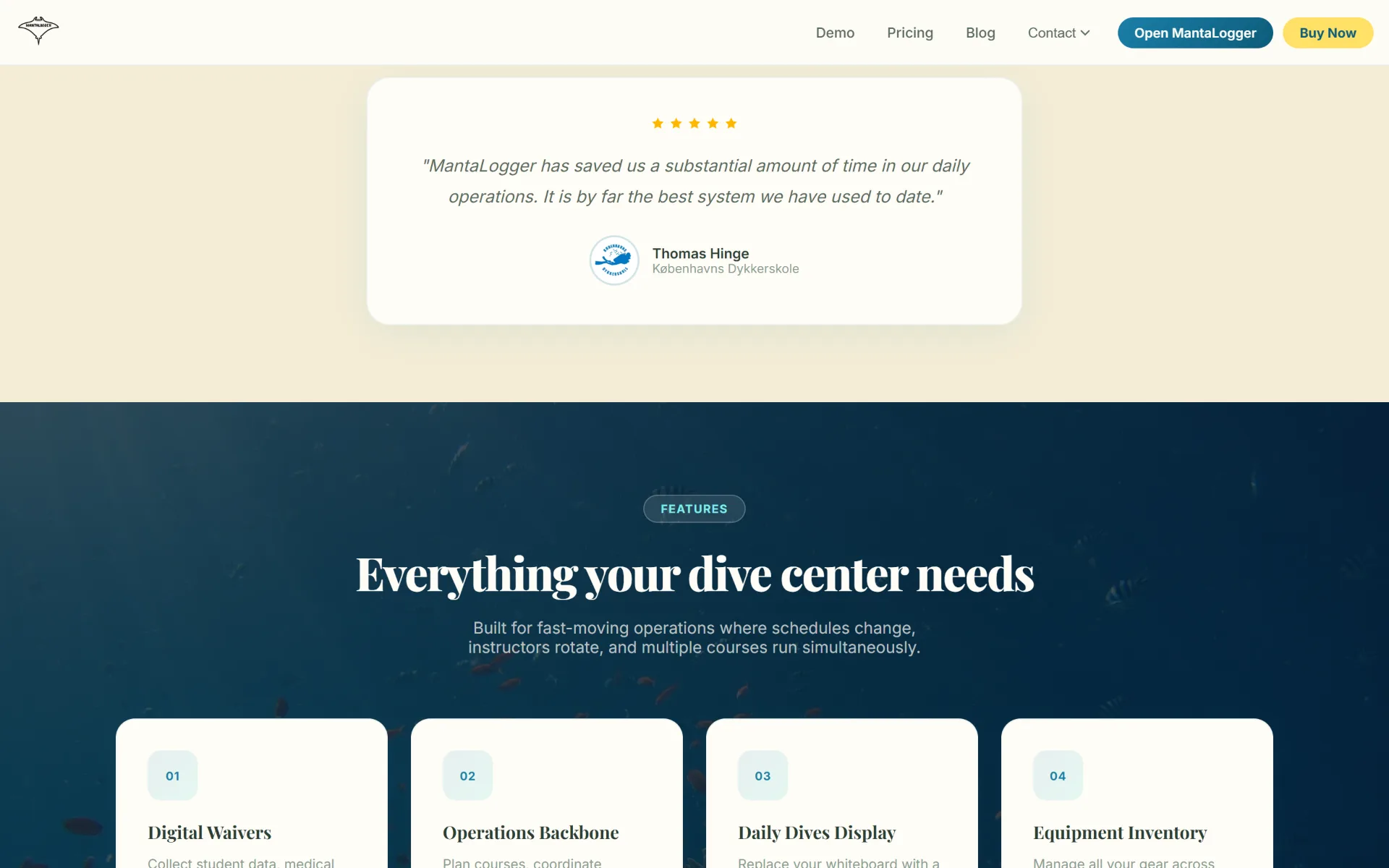 MantaLogger features section